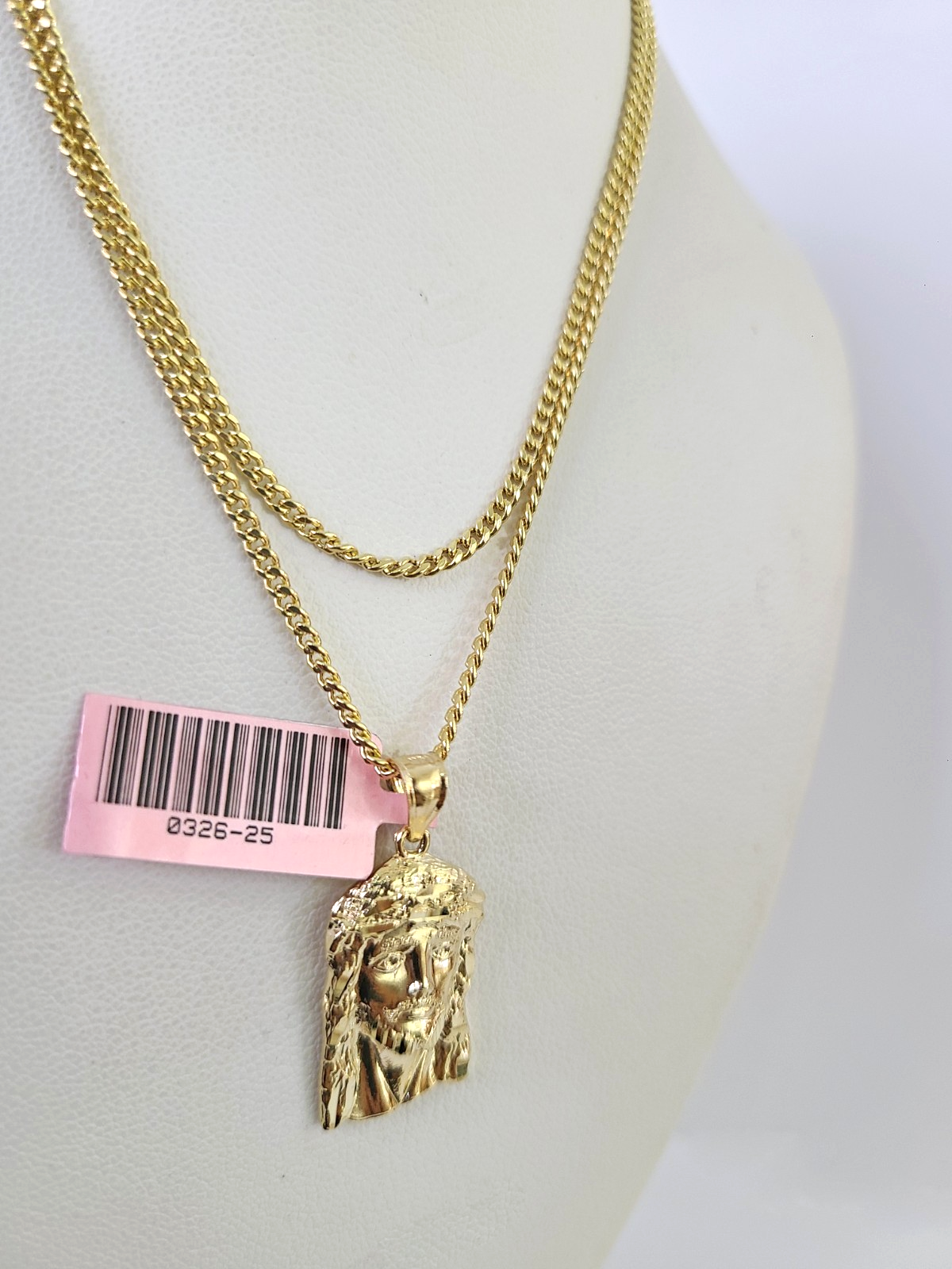 14k Miami Cuban Chain Jesus Head Charm Pendant 2mm 18"24" inch SET Necklace