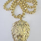 10k Gold Byzantine Necklace Lion Charm 20-30 inches 9mm REAL Yellow SET Chain