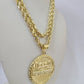 Real 10k Gold Rope Chain Last Supper Nugget Pendant Set 4mm 18"-28"