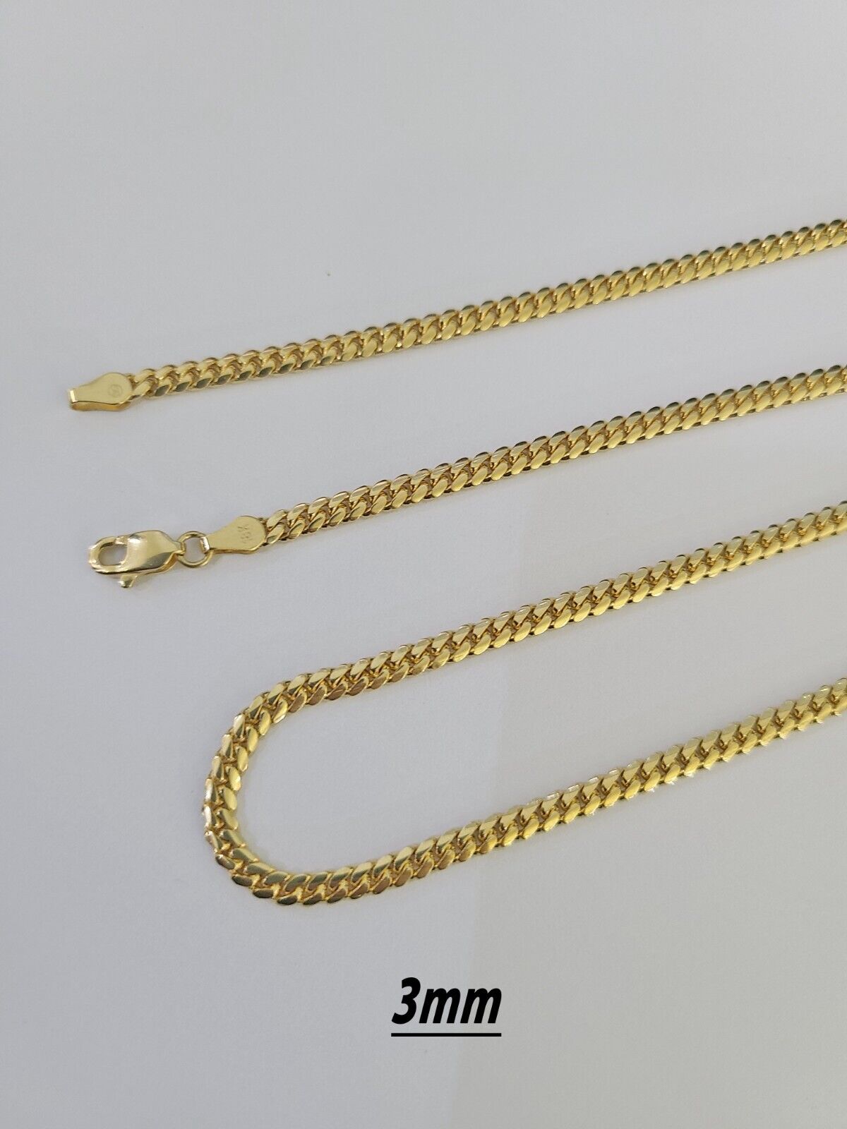 18k Real Solid Miami Cuban Chain Gold 2.5mm 3mm 4mm 24" Inches Genuine Necklace