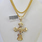 10K Gold Franco Chain Jesus Cross Charm Pendant 20-26 inches 2.5mm REAL Yellow