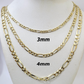 Real 14k Solid Gold Chain Figaro Link Necklace 3mm 4mm 5mm Men Women 14kt