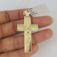 10k Solid Gold Cuban Curb Chain Jesus Cross Pendant 6mm 20"-30" SET Necklace