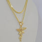 10K Gold Franco Chain Praying Angel Charm SET 16-20 Inches 1mm Ladies Women