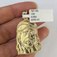 10k Gold Chain Jesus Head Charm Solid Cuban Curb Link 5mm 18"-28" Inch SET