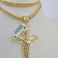 10K Franco Chain Jesus Cross Pendant Charm Necklace 20"-26" 5mm Gold Yellow SET