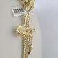 10k Gold Byzantine Necklace Jesus Cross Charm Pendant 20"-30" 8mm REAL SET Chain