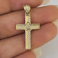 Real 10K Jesus Cross Pendant 1" Yellow Gold Charm Genuine