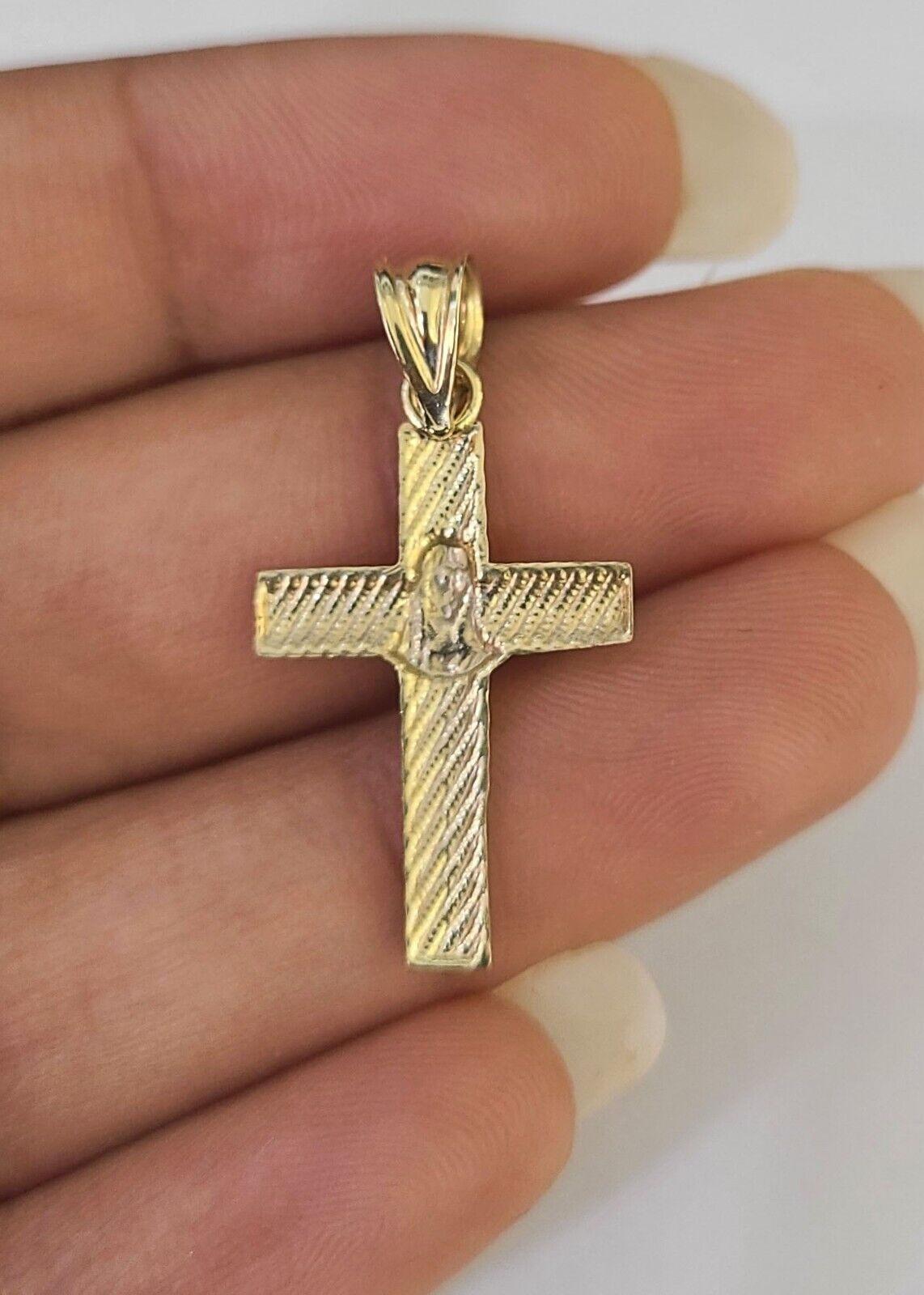 Real 10K Jesus Cross Pendant 1" Yellow Gold Charm Genuine