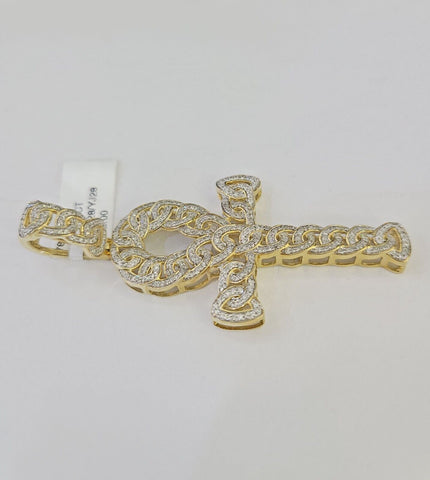 10k Diamond Jesus Cross Charm Pendant Yellow Gold Genuine Real