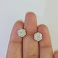 14k White Gold Flower Earrings Real Diamond Screw-Back Women Men Studs