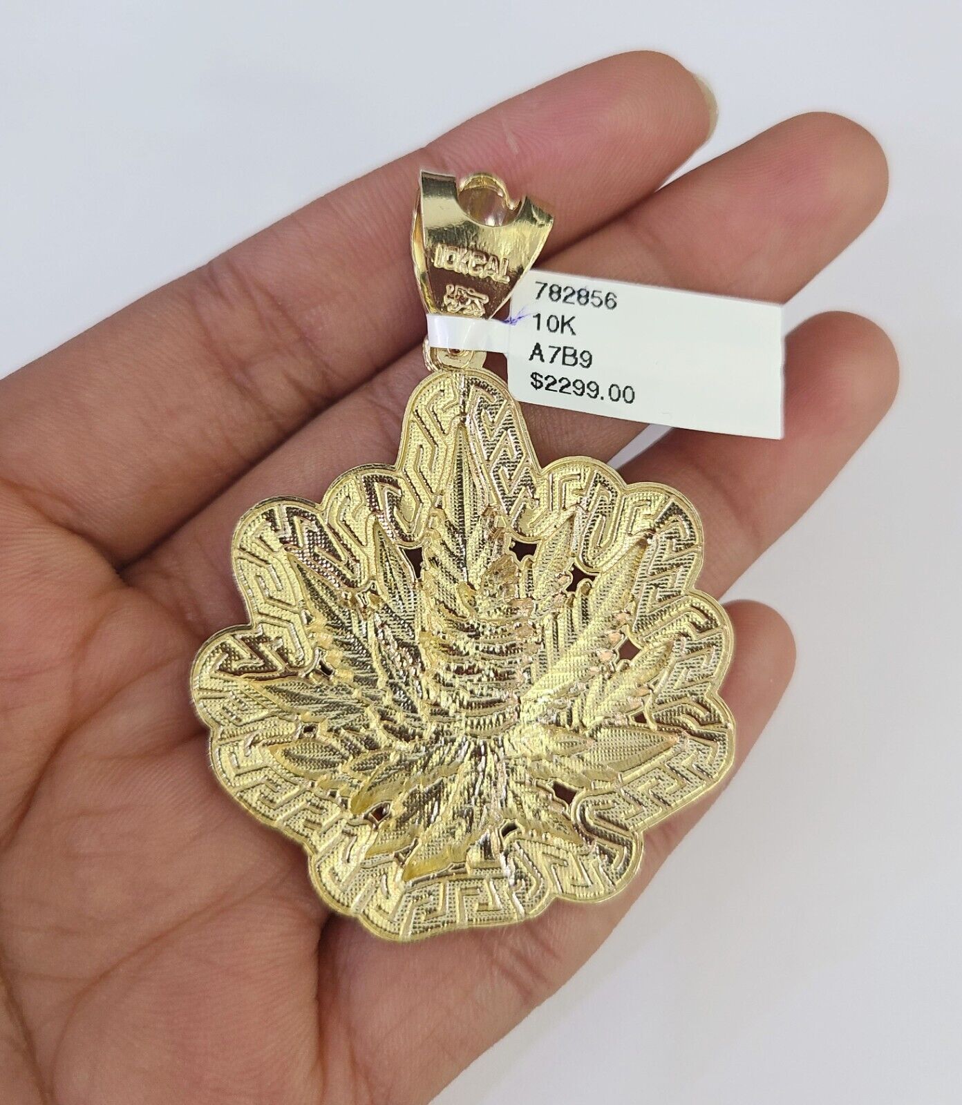 10K Franco Chain Weed Leaf Pendant Charm Necklace 20"-28" 4mm Gold SET Yellow