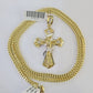 10K Franco Chain Jesus Cross Pendant Charm Necklace 20"-26" 3mm Gold Yellow SET