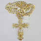 10k Gold Chain Cross Charm Solid Cuban Curb Necklace 9mm 20"-30" Diamond Cut SET