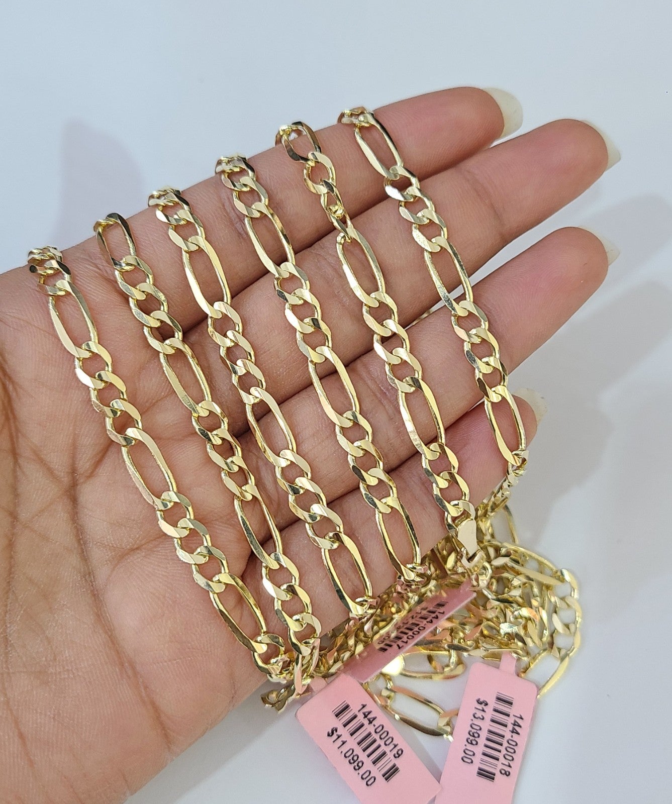 Real 14k Solid Gold Chain Figaro Link Necklace 5mm 18"-28" Men Women 14kt