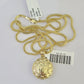 10K Franco Chain Jesus Mary Pendant Charm Necklace 16"-24" 2mm Gold SET Yellow