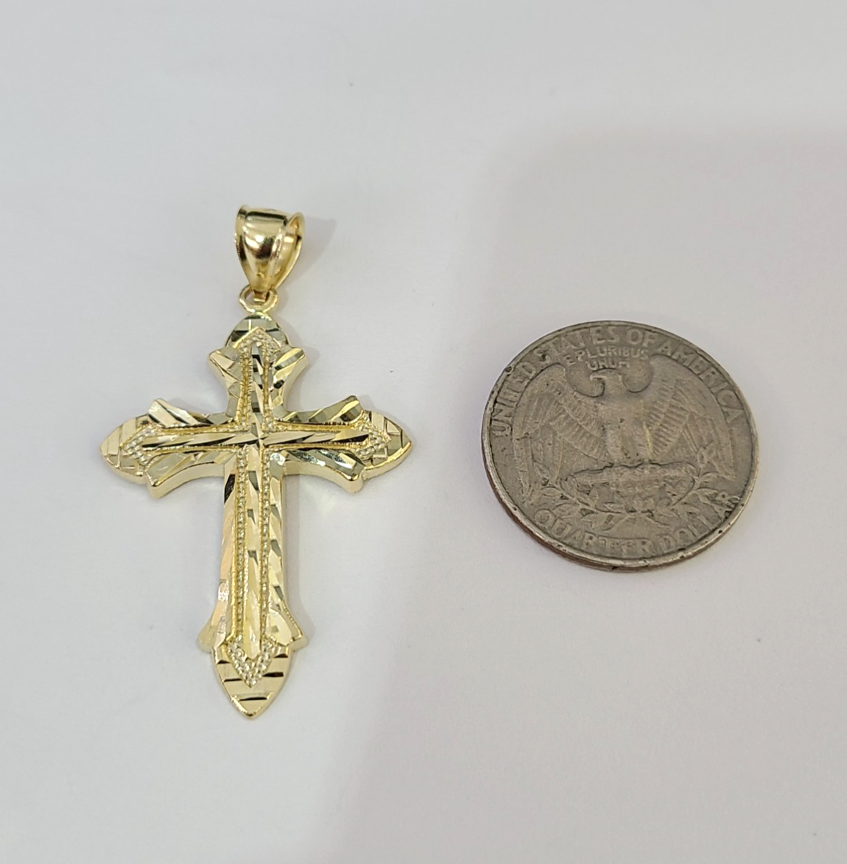 Real 10K Jesus Cross Pendant Yellow Gold Charm Genuine 10kt