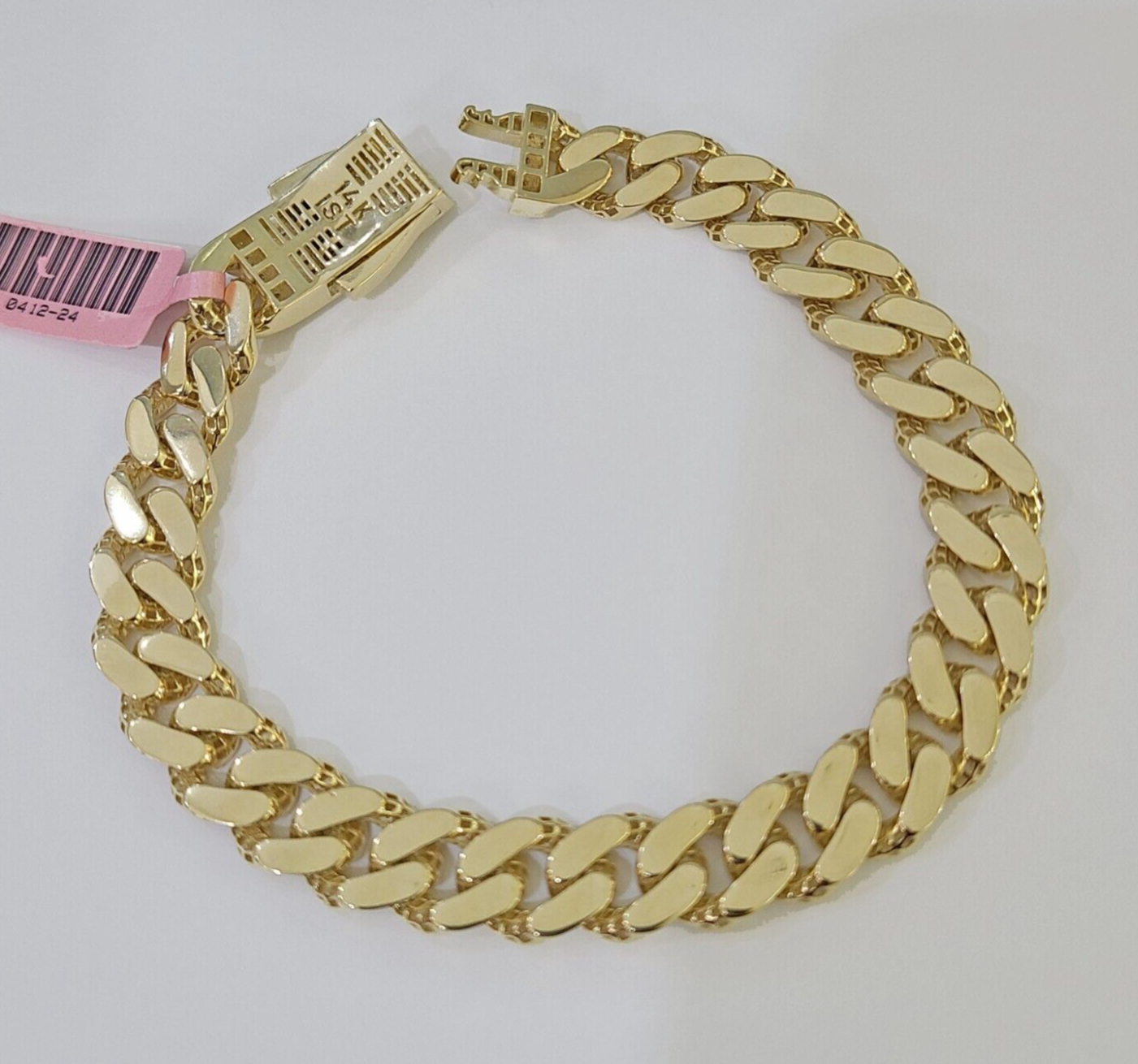 14K Yellow Gold Royal Monaco Cuban Bracelet 10mm 8.5 inches Box Lock