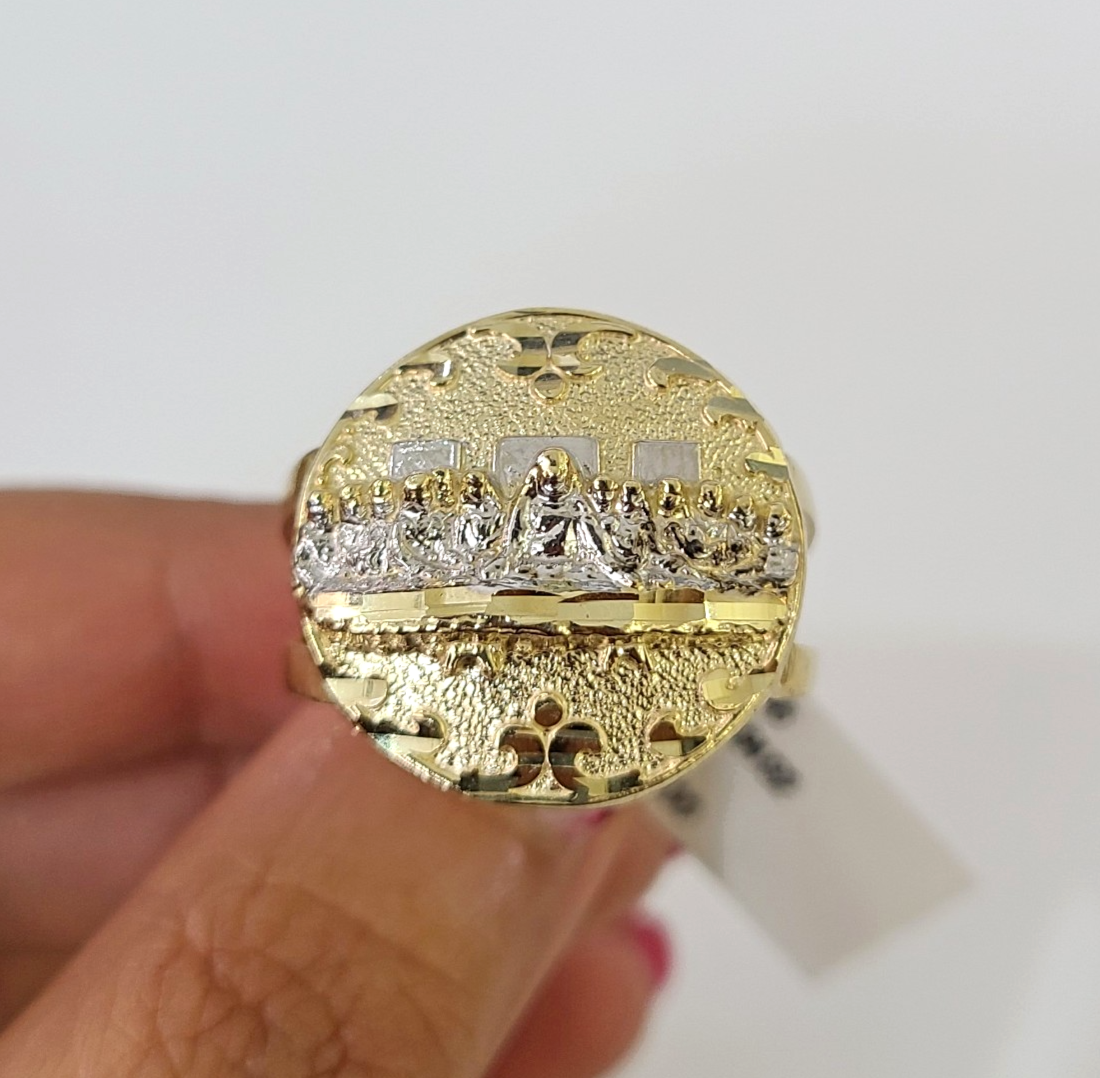 10k Last Supper Ring Yellow Gold Men Real Genuine