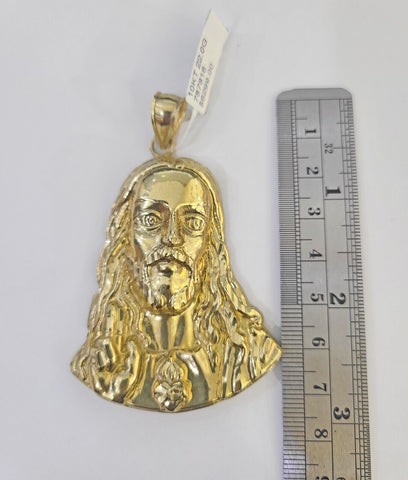 Real 10K Yellow Gold Jesus Head Pendant Charm Genuine