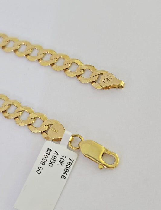 10k Solid Cuban Curb Link Bracelet Gold 7mm 7 Inches Women Real Yellow Gold