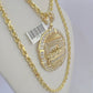 10k Solid Rope Chain Last Supper Charm Set 4mm 20"-28" Necklace Gold Yellow