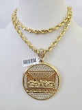 Real 10k Solid Rope Chain Last Supper Charm Set 6mm 20"-30" Inch Necklace Gold