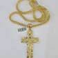 10K Franco Chain Jesus Cross Pendant Charm Necklace 20"-26" 5mm Gold SET Yellow