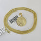 10K Franco Chain Mayan Calendar Pendant Charm Necklace 16"-24" 2mm Gold SET