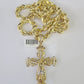 Real 10k Rope Chain Jesus Cross Charm Set 8mm 20"-30" Inch Necklace Yellow Gold