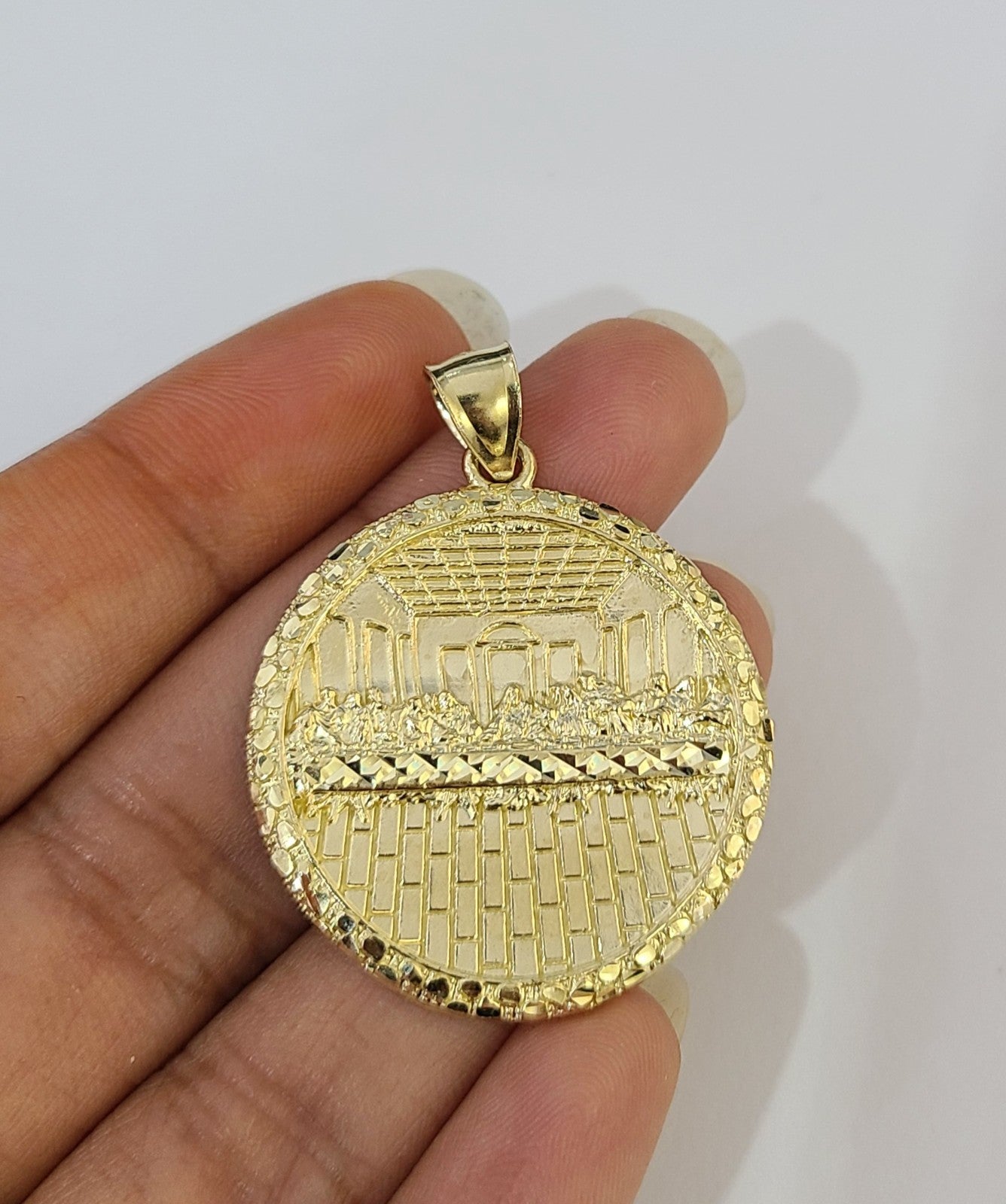 Real 10k Aztec Calendar Charm Pendant Men Women 10kt Yellow Gold