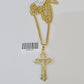 10K Gold Miami Cuban Chain INRI Cross Charm Length 18"-26" 2.5mm REAL Yellow