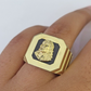 Real 10k Ring Jesus Head Fancy Black Design Yellow Gold Men Casual 10kt
