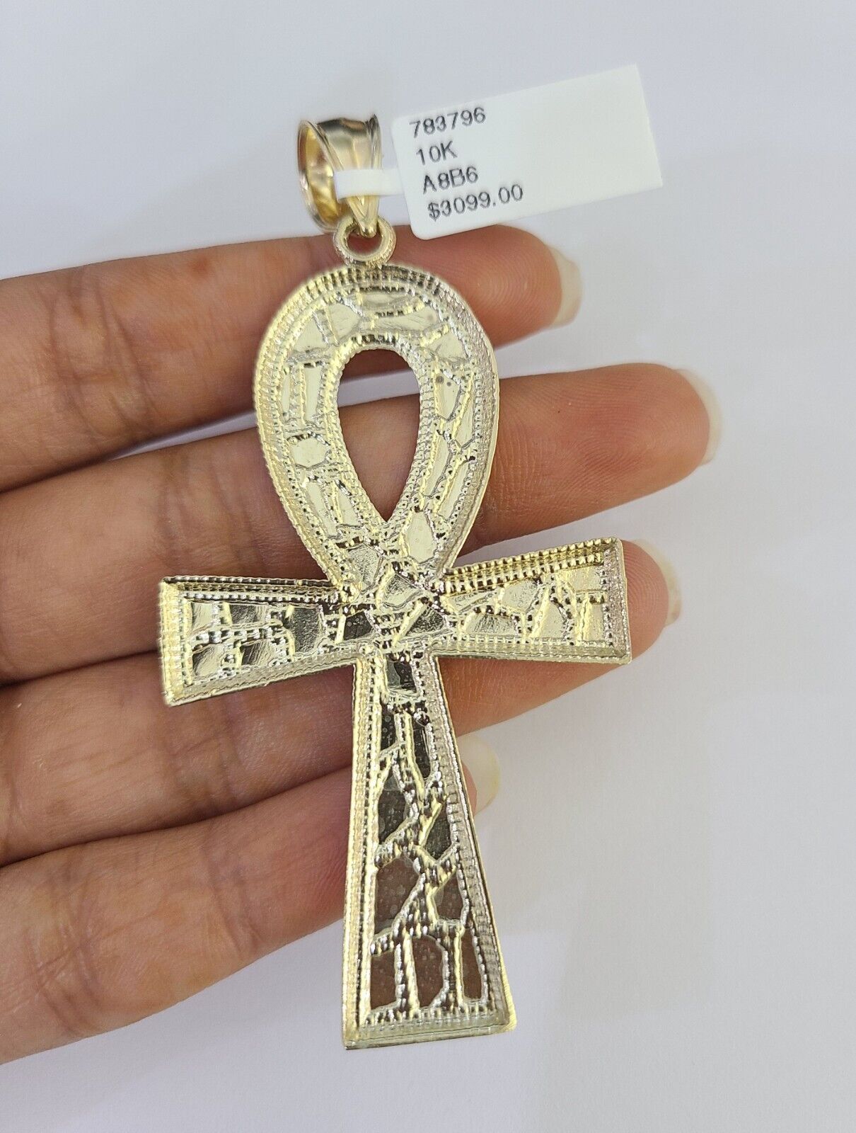 10k Gold Byzantine Necklace Jesus Cross Charm 20-30 inches 6mm SET Chain Pendant