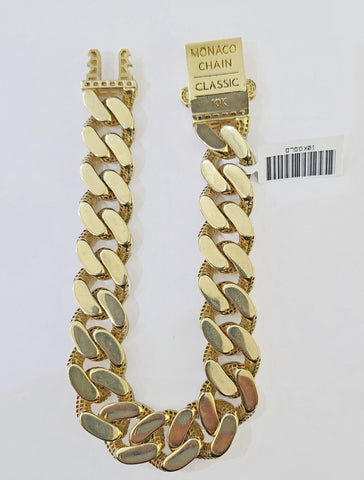 10K Yellow Gold Royal Monaco Cuban Bracelet 11mm Diamond Cut 7.5 Inch (L)