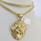 10K Franco Chain Roaring Lion Pendant Charm Necklace 20"-26" 3mm Gold Yellow SET