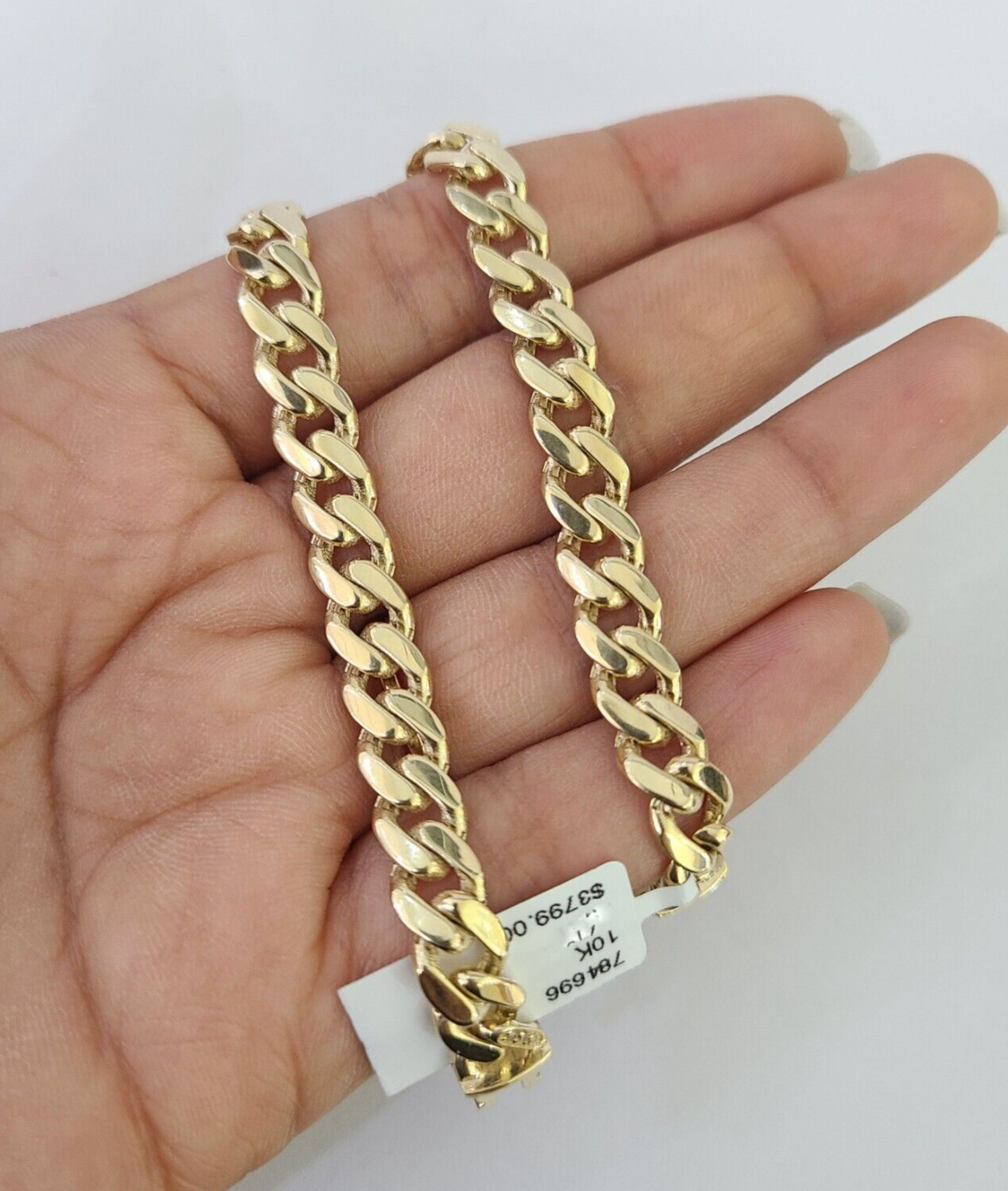 Real 10k Gold Monaco link Bracelet 7mm 7" 8" 10kt Men Women Box Clasp Genuine