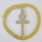 10K Franco Chain Diamond Jesus Cross Pendant Charm Necklace 20"-28" 4mm Gold SET