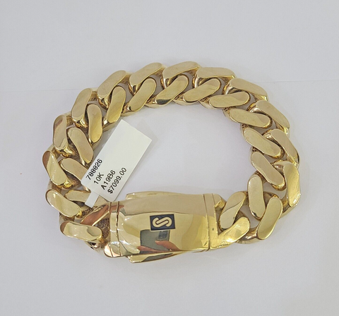 Real 10K Royal Monaco Bracelet Yellow Gold 7.25" Box Clasp 15mm Genuine