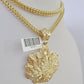 10K Franco Chain Weed Leaf Pendant Charm Necklace 20"-28" 4mm Gold SET Yellow