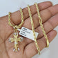 10k Milano Rope Chain Jesus Cross Charm Necklace SET 3mm 18"-26" Pendant