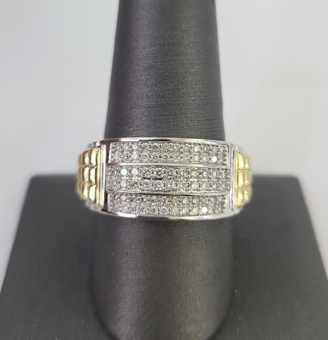 Real 10k Diamond Mens Ring Band Yellow Gold Casual Genuine Natural Wedding