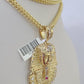 10K Franco Chain Pharaoh Pendant Charm Necklace 20"-28" 4mm Yellow Gold SET