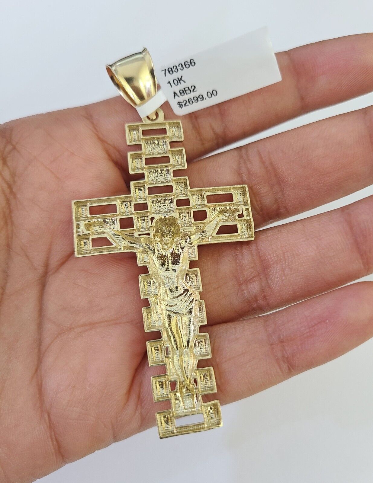 10K Miami Cuban Link Chain Jesus Cross Pendent Charm 6mm 20"-30" Necklace