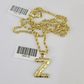 10k Gold Initial Z Charm Rope Chain 16"-26" 2.5mm SET Necklace Alphabet Pendant