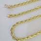 10k Gold Rope Chain Necklace 26 Inch 8mm Diamond Cut REAL 10kt Yellow Gold