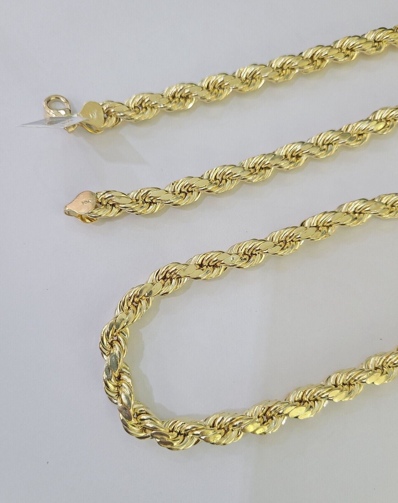 10k Gold Rope Chain Necklace 26 Inch 8mm Diamond Cut REAL 10kt Yellow Gold