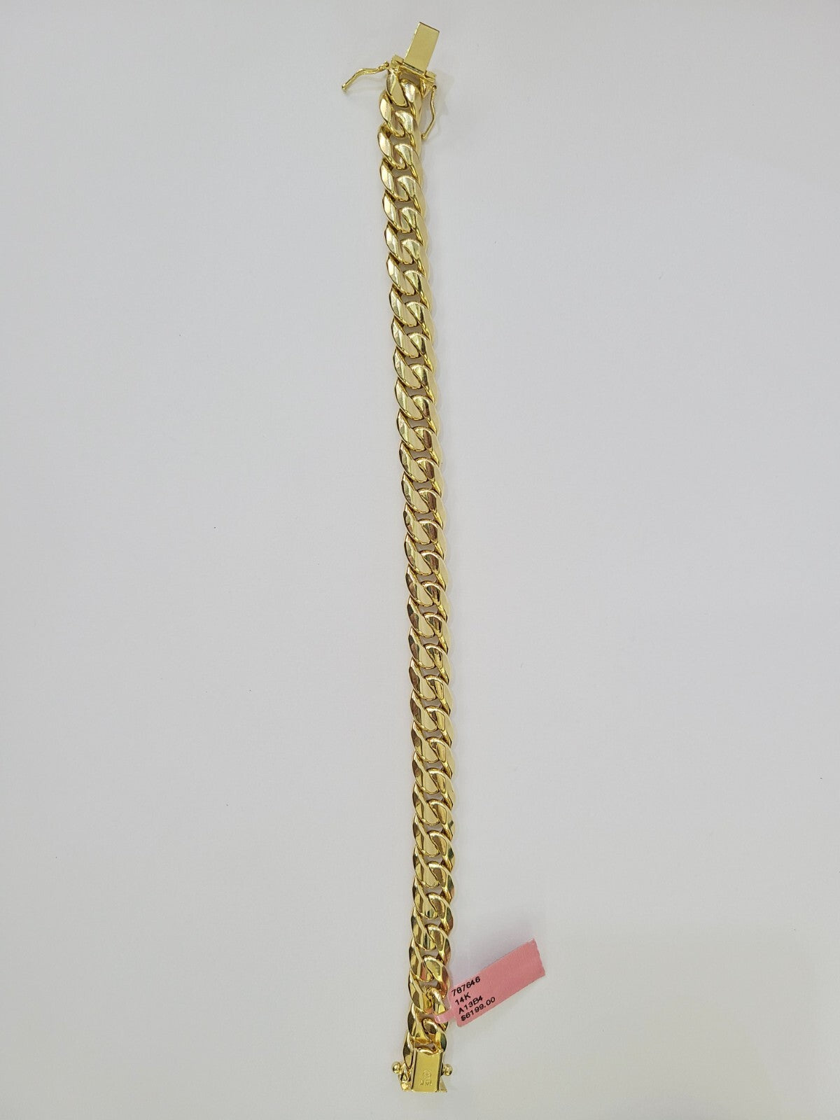Real 14K Miami Cuban Bracelet Yellow Gold Box Clasp 7.5" Inch 10mm Link Hollow