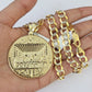 10k Gold Chain Last Supper Charm Solid Cuban Curb Necklace 9mm 20"-30" SET