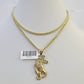 10K Gold Miami Cuban Chain Praying Hands Charm 18"-30" 3mm REAL Pendant